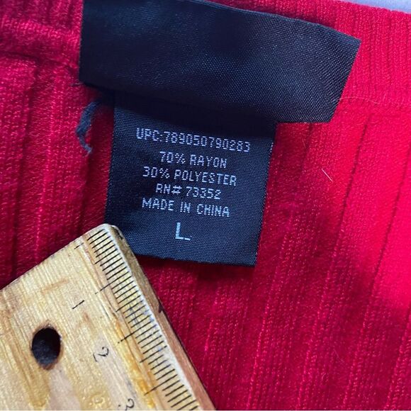 Vintage ITS OUR TIME Sweater Tight Fit Ribbed V-Neck Stretch 90s Womens L Red - Picture 9 of 10